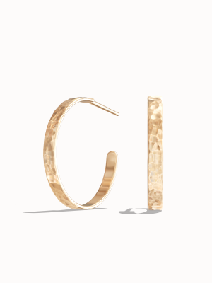 Bold Hammered Hoop Earrings – Statement Gold Hoops