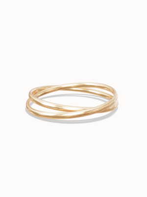 Circles Gold Ring – Double Band Interlocked Ring Design