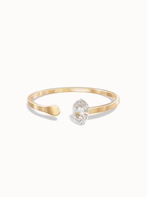 Herkimer Diamond Ring – Raw Gemstone Adjustable Gold Ring